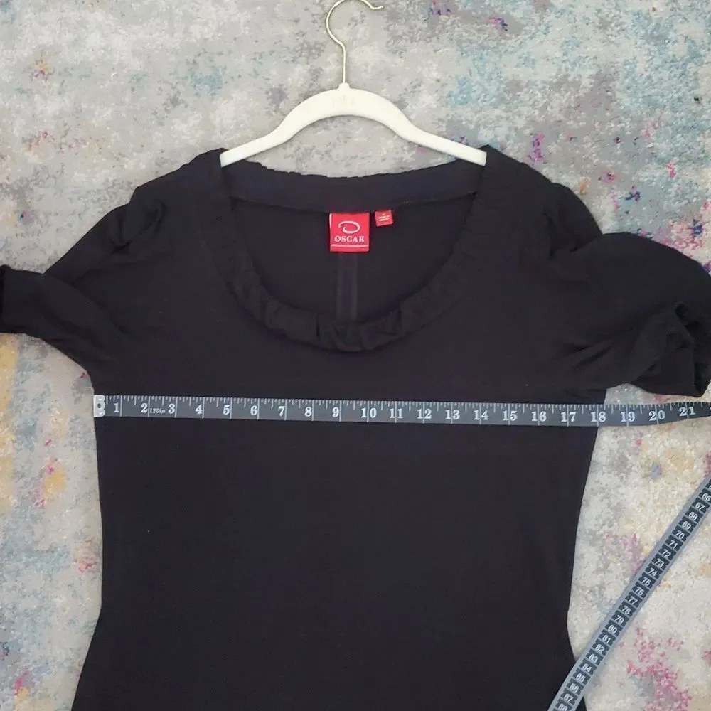 Oscar De LA Renta Black Scoop Neck Dress Size 4